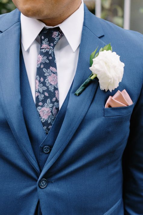 Navy Blue And Pink Tuxedo Wedding, Navy And Pink Suit, Navy Suit Pink Tie, Blue Suit Floral Tie, Blue Suit Pink Tie, Navy Tux Wedding, Mens Wedding Suits Navy, Blue Suit Brown Shoes, Groomsmen Attire Navy