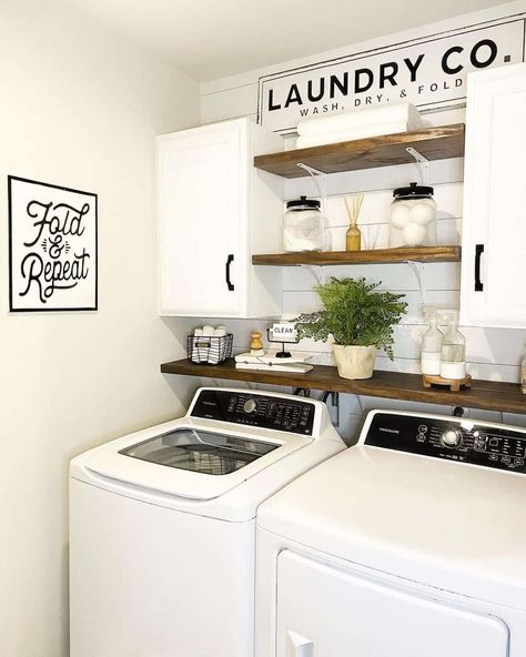 27 Laundry Room Shelving Ideas for an Organized Space Laundry Room Decor Ideas, Laundy Room, Laundry Room Update, Laundry Room Storage Shelves, Laundry Room Ideas Small Space, Small Laundry Room Makeover, Tiny Laundry Rooms, Laundry Room Wallpaper, Laundry Room Closet