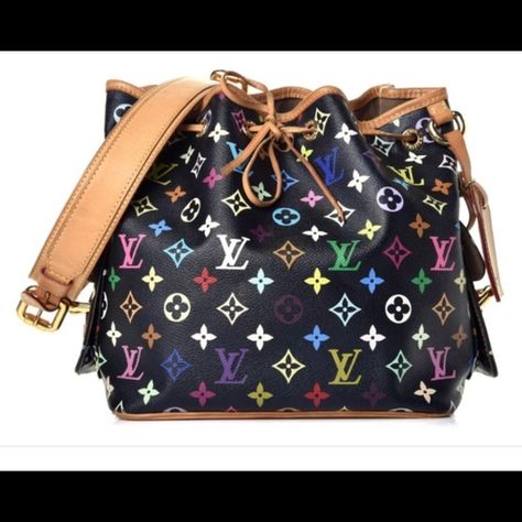 LV limited edition multi Petite Noir Louis Vuitton Petit Noe, Shoulder Bags For Women, Guilty Pleasure, Shoulder Bag Black, Louis Vuitton Monogram, Bucket Bag, Bags Handbags, Bag Accessories, Shoulder Strap