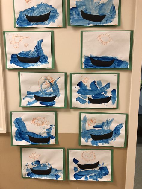 Canoe lake art Row Row Row Your Boat Craft For Toddlers, Boats Preschool Craft, Boats Crafts For Toddlers, Lake Crafts Preschool, Canoe Craft Preschool, Boat Craft For Preschoolers, Boat Transportation Preschool, Boats Theme Preschool, Sea Travel Crafts For Preschool