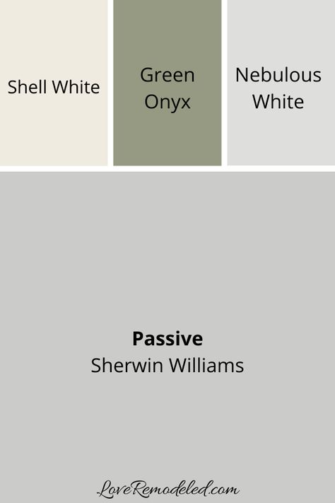 Passive Coordinating Colors Passive Gray Color Palette, Passive Gray Coordinating Colors, Passive Grey Sherwin Williams, Passive Gray, Passive Sherwin Williams, Basement Refresh, Sherwin Williams Gray, Big Wall Decor, Paint Palettes