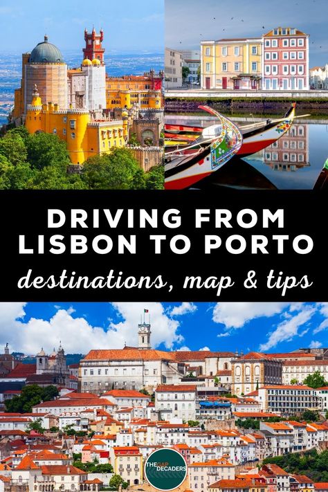 Driving In Portugal, Lisbon To Porto Road Trip, Portugal Destinations, Lisbon Portugal Travel, Portugal Beach, Places In Portugal, Romantic Road, Portugal Vacation, Road Trip Planner