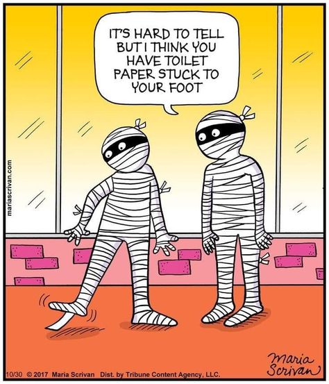 Toilet paper stuck to your foot Funny Paranormal, Halloween Funnies, Halloween Comics, Friday Funnies, Creepy Funny, Strip Art, Goofy Things, Halloween Comic, Funny Situations