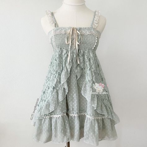 Pisces Outfits, Style Babydoll Dress, Depop Clothes, Himekaji Outfits, Mini Strapless Dress, Pastel Mint Green, 일본 패션, Mint Green Color, Pastel Mint