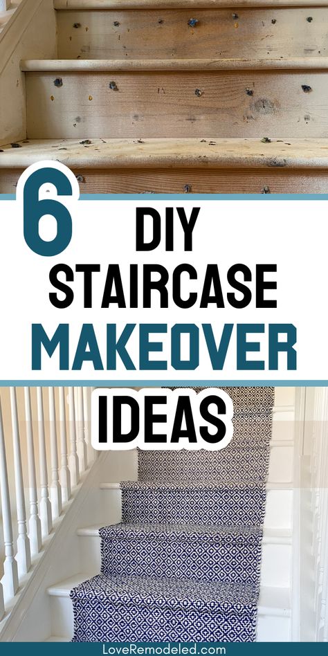 Staircase Diy Ideas, Diy Stairs Makeover Cheap Wood, How To Remodel Staircase, Stairway Diy Makeover, Diy Staircase Makeover Cheap, Tri Level Stairs Remodel, Under Staircase Design Ideas, Stair Remodel Staircase Makeover, Stairs Makeover Ideas Wood