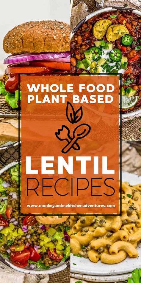 We’ve gathered a delicious list of Whole Food Plant Based Lentil Recipes that are healthy, oil free, and sure to make your belly happy! #wholefoodplantbased #vegan #oilfree #glutenfree #plantbased | monkeyandmekitchenadventures.com Oil Free Plant Based Recipes, Wholefood Plantbased Recipes, Wfpb Recipes No Oil, Plant Based Whole Food Recipes, Whole Food Plantbased Recipes, Recipes With Lentils, Cardiac Recipes, Whole Foods List, Whole Food Plant Based Recipes