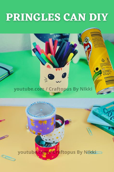 Diy Pringles Can Crafts, Handmade Pencil Box Ideas, Pringles Can Ideas Diy, Can Crafts Diy, Pringles Can Crafts, Pringles Can Ideas, Paint Storage Diy, Diy Pringles, Best Of Waste