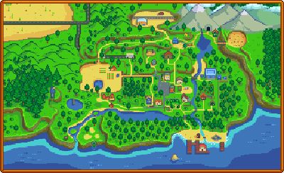 Witch Hut, Town Map, Largemouth Bass, Rainbow Trout, Fish Pond, Stardew Valley, Mountain Lake, Catfish, Map Poster