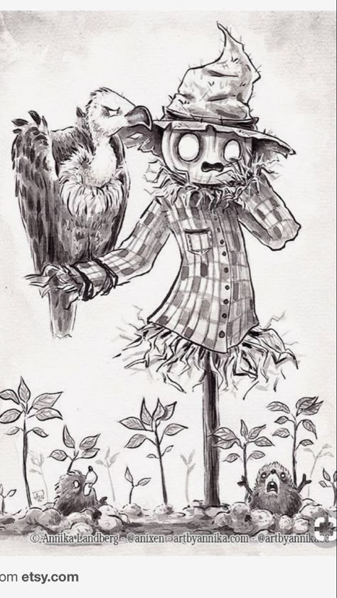 Scared Illustration, Scarecrow Drawing, Inktober 2016, Halloween Drawings, Pencil Art Drawings, Scarecrow, Art Drawings Sketches, Halloween Art, Art Sketchbook