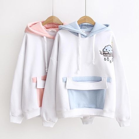 Kawaii Hoodies, Kawaii Hoodie, Cute Cloud, Stylish Hoodies, Embroidery Hoodie, Hoodie Jumper, Cute Hoodie, Kawaii Fashion Outfits, Pocket Hoodie