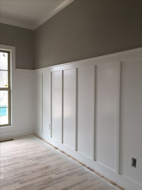 Wayne Coating, Hallway Trim, Wainscoting Bedroom, Batten Wall, Black Spruce, Trim Ideas, Apollo Bay, Renovation Inspiration, Board And Batten Wall