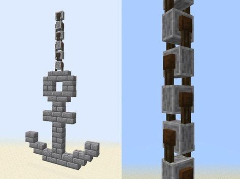 Minecraft Anchor, Minecraft Boat Build, Minecraft Boat Ideas, Minecraft Lighthouse, Minecraft Boat, Minecraft Building Blueprints, Minecraft Building Guide, Minecraft Statues, Minecraft Decoration