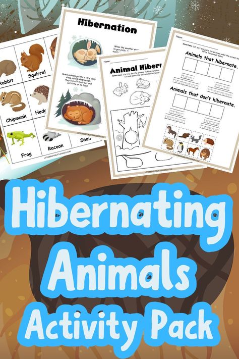 This FREE printable hibernating animals pack is perfect for incorporating into winter lesson plans or winter activities! Kids can learn about all the different types of hibernating animals, where they hibernate during the winter, and other fun facts about animal hibernation! Suitable for preschool, kindergarten and early elementary age kids! Perfect for morning work, independent work, or as part of your winter science activities! Hibernating Animals Printable, Animal Noses Printable, Hibernate Crafts Preschool, Winter Science For Preschool, Hibernation Science Experiment, Hibernation Activities For Kindergarten, Hibernation Preschool Activities Science, Winter Hibernation Preschool Activities, Animal Hibernation Preschool Activities