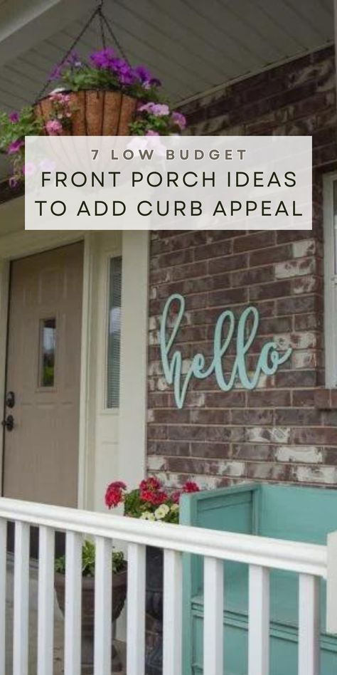 These are great curb appeal ideas to add to your outdoor oasis on a budget. Learn more by heading over to my blog! Front Yard Curb Appeal On A Budget, Cheap Curb Appeal Ideas Diy, Ranch Front Porch Ideas, Add Front Porch, Outdoor Oasis On A Budget, Easy Curb Appeal Ideas, Porch Curb Appeal, Curb Appeal On A Budget, Front Porch Curb Appeal