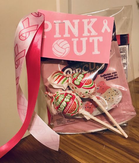 Volleyball Goody Bag Ideas For Players, Volleyball Food Table Ideas, Pink Out Locker Room Decorations, Pink Out Decorations Volleyball, Dig Pink Volleyball Decorations, Pink Out Night Volleyball, Volleyball Food Ideas, Big Sister Volleyball Gifts, Volleyball Game Day Treats