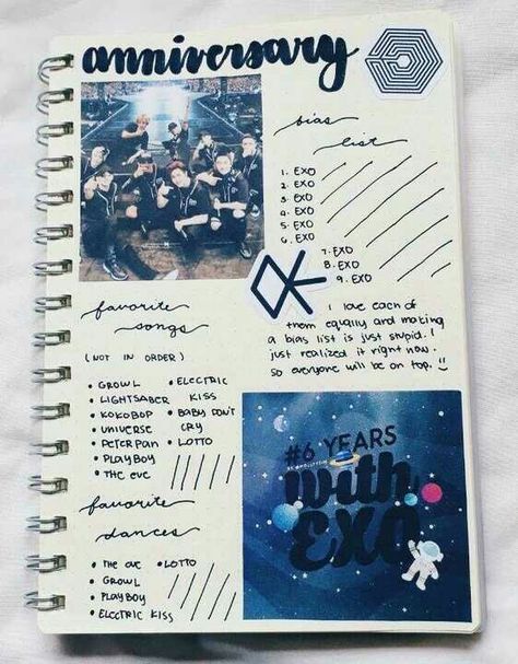 @Credits to the Rightful Owners of the image . #journal #kpopjournal #scrapbooking #kpop #exo #art #crafts #journalideas Anniversary Journal, Exo Art, Journal Idea, Kpop Exo, Art Crafts, Journal Ideas, Exo, Scrapbooking, Songs