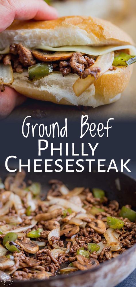 Ground Beef Philly, Cheese Steak Sandwich Recipe, Ww Lunch, Cheesesteak Sandwich, Philly Cheese Steak Sandwich, Philly Cheesesteaks, Steak Sandwich Recipes, Slider Rolls, Philly Cheese Steak Recipe