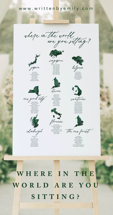 Country Table Names Wedding, Wedding Sitting Plan Ideas, Seating Chart Map Wedding, Wedding Ideas For Travelers, Destination Table Names Wedding, Map Table Plan Wedding, Unique Table Plan Wedding, Travel Themed Wedding Tables, Travel Theme Wedding Table Names