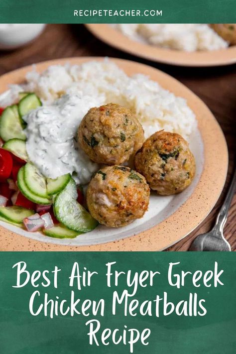 Head over to the blog to make these delicious greek chicken meatballs. Packed with herbs, garlic, and spices they are bursting with complex, delicious flavor. And they can be made and ready to eat in just 30 minutes! Air Fryer Greek Chicken, Air Fryer Chicken Meatballs, Greek Chicken Meatballs, The Best Air Fryer, Greek Meatballs, Chicken Meatball Recipes, Best Air Fryer, Greek Flavors, Air Fryer Dinner Recipes