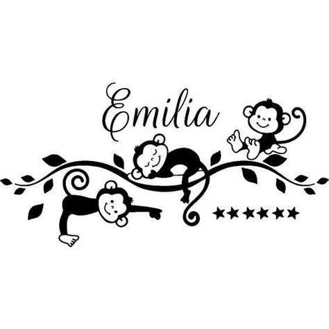 3 monkeys Baby Silhouette, Animal Wall Decals, Wood Burning Patterns, Stencil Patterns, Sticker Mural, Silhouette Portrait, Silhouette Cameo Projects, Cameo Projects, Silhouette Art