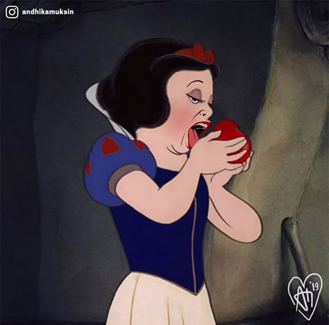 Eating Apple White Iphone Background, Realistic Disney Princess, Humor Disney, Animation Disney, Snow White Disney, Dark Disney, Karakter Disney, Art Disney, Seven Dwarfs