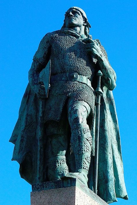 Statue of Leifur Eiríksson.Hallgrímskirkja. bronze.Reykjavík, Reykjavíkurborg, Capital Region, Iceland.Author Alexander Stirling Calder.Inception 1932. Leif Erikson-Viking, Norse explorer,discoverer of New Foundland. Name in native language-Leifur Eiriksson. c. 970, Icelandic Commonwealth - c.1020, Greenland. Country of citizenship-Iceland. explorer, seafarer. Father-Erik the Red. Sibling-Freydís Eiríksdóttir. Thorvald Eiriksson. Leif Erikson, Erik The Red, Old Monk, The Psalms, 11th Century, North Africa, Columbus, Iceland, Psalms