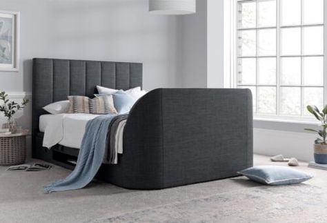 bedsnfurniture.com - Looking for similar products - Visit our website. Find many great new & used options and get the best deals for Medway Slate Grey Fabric King Size Ottoman TV Bed Frame By Kaydian Design at the best online prices at eBay! Free delivery for many products! Tv Bed Frame, Tv Bed, King Furniture, Pillow Case Mattress, Floating Floor, Tv Storage, Tv Beds, Ottoman Storage, Cushion Headboard