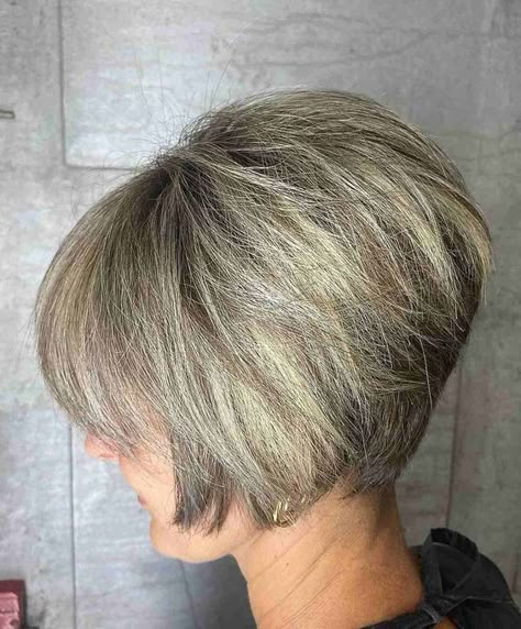 Shirt Stacked Bob, Fine Hair Stacked Bob, Short Stacked Bobs With Bangs, Short Stacked Hair With Bangs, Stacked Pixie Haircut For Fine Hair, Short Stacked Bob Haircut Fine Hair With Bangs, Stacked Chin Length Bob Haircut, Stacked Bob Haircuts For Women Over 50, Stacked Bob Haircut For Thick Hair