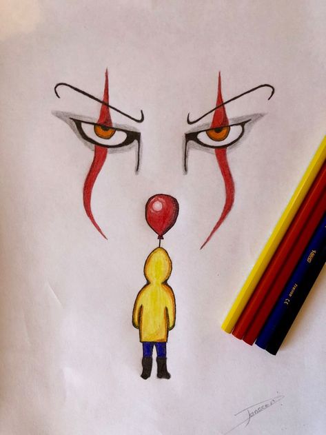 #IT #sketch #drawing #pennywise #georgie #balloon #movie #horror #tutorial #pencil #color… | Easy cartoon drawings, Easy halloween drawings, Cute halloween drawings Drawing Pennywise, Pennywise Painting, Pennywise Georgie, Drawing Ideas Easy For Teens, Balloon Pumpkin, Chucky Drawing, Easy Halloween Drawings, Cute Halloween Drawings, Easy Pencil Drawings