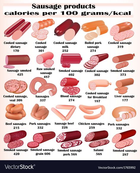 Set of kinds of sausages Royalty Free Vector Image Sausage Types, Meat Cooking Chart, Meat Cuts Chart, Harvest Ideas, Sausage Making Recipes, Types Of Sausage, Campfire Party, Homemade Sausage Recipes, Language Tips