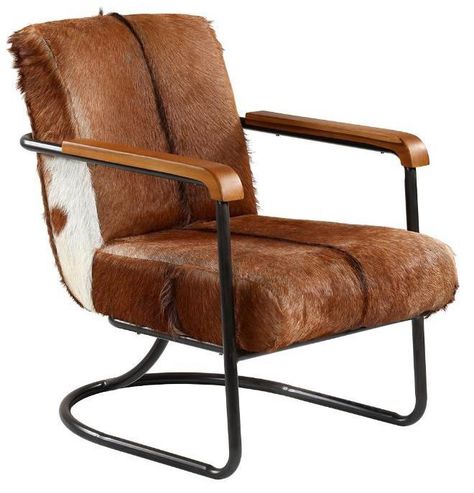 Cowhide Upholstery, Cowhide Chair, Dovetail Furniture, Occasional Chair, White Doors, Upholstered Arm Chair, Cow Hide, Retail Furniture, Leather Armchair