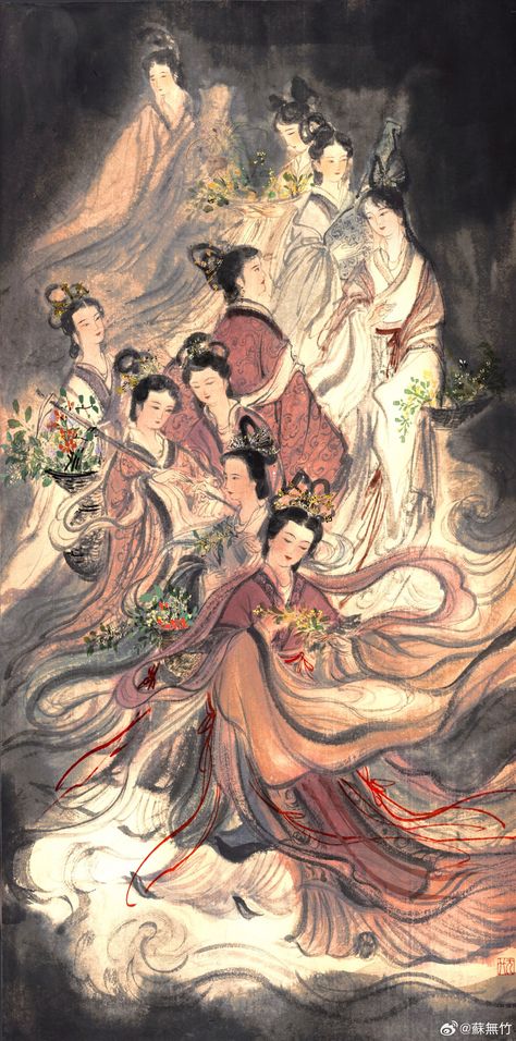 Vintage Chinese Art, Chinese Festival Drawing, Dark Chinese Aesthetic, Asian Culture Aesthetic, Traditional Chinese Wallpaper, Chinese Culture Aesthetic, Japan Traditional Art, Ancient China Aesthetic, Ancient Scrolls