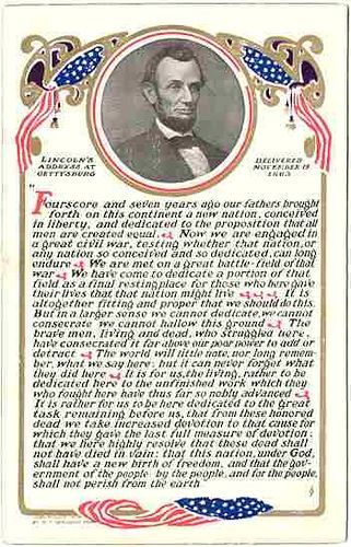 Lincoln postcard with Gettysburg Address Abraham Lincoln Gettysburg Address, Abraham Lincoln Family, Gettysburg Address, Patriotic Pictures, I Love America, American Presidents, Us History, Founding Fathers, God Bless America