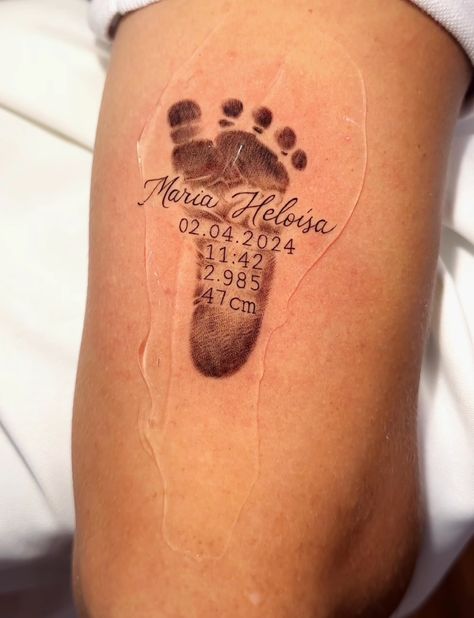 Footprint With Wings Tattoo, Butterfly Footprints Tattoo, Footprint With Name Tattoo, Newborn Footprint Tattoo Ideas, Baby Feet Tattoos Footprint, Tattoo Idea, Tattoo Ideas, Tattoos, Quick Saves