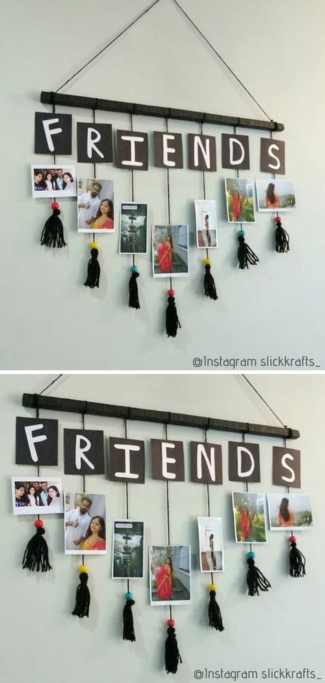 Diy Photo Wall, Photo Frame Crafts, Photo Wall Hanging, Deco Jungle, Hiasan Bilik Tidur, Wall Hanging Crafts, Diy Paper Crafts Decoration, Cadeau Photo, Diy Crafts Hacks