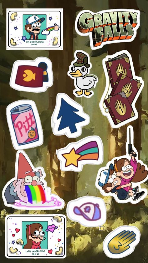 #cute #gravityfalls #stickers #cartoon Gravity Falls Pictures, Ra Themes, Sea Creatures Art, Desenhos Gravity Falls, Gravity Falls Fan Art, Iphone Case Stickers, Dragon Puppet, Gravity Falls Art, Ra Ideas