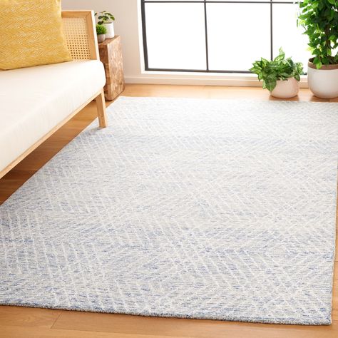 SAFAVIEH Handmade Abstract Odeta Contemporary Wool Rug. - Bed Bath & Beyond - 39052511 Coastal Living Room Area Rugs, Light Blue Rug Living Room, Small Rugs In Bedroom, Blue Coastal Rug, Sea Nursery Theme, Blue Rugs Living Room, Living Room Redesign, Cream Bedrooms, Coastal Condo