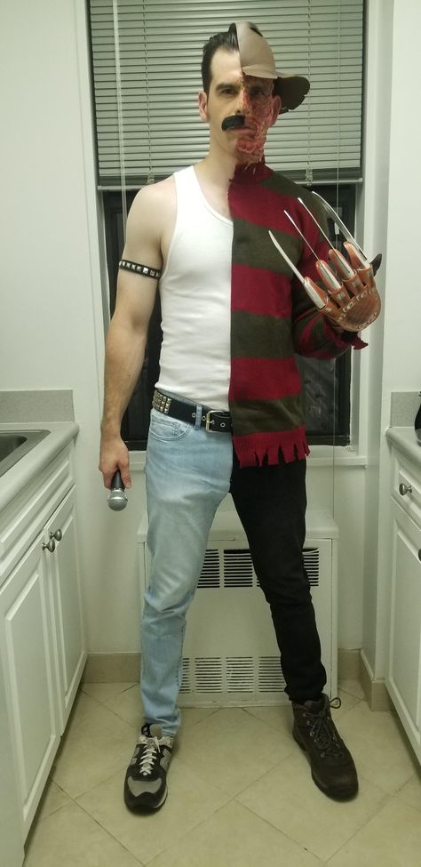 My Freddie Mercury/Freddy Krueger mashup costume - Album on Imgur Scariest Halloween Costumes Ever, Freddy Costume, Freddy Krueger Costume, Freddy Mercury, Scary Halloween Costumes, Scary Costumes, Sweeney Todd, Fantasias Halloween, Best Photo Poses