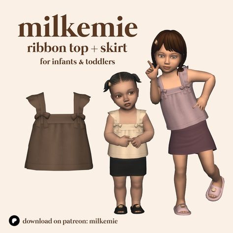 sims 4 cc Sims 4 Infant, Toddler Cc Sims 4, Sims 4 Toddler Clothes, Sims Baby, Ribbon Top, Sims 4 Cc Kids Clothing, Pelo Sims, Sims 4 Children, Sims 4 Characters