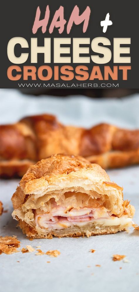 Cheese Croissant Recipe, Sandwich Croissant, Croissant Nutella, Crossiant Recipes, Diy Sandwich, Crossant Recipes, Croissant Breakfast Sandwich, Super Easy Breakfast, Baked Sandwiches