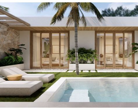 Farm Villa, Bali Style Home, Modern Mediterranean Homes, Beautiful Property, Pool House Designs, Bali House, Only Aesthetic, Rest House, Real Estates Design