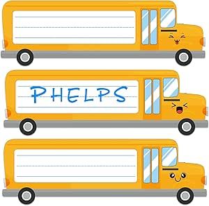 School Bus Classroom, Name Tags For Classroom, Kids Name Tags, Classroom Desks, Student Name Plates, Nametags For Kids, Classroom Desk, Traditional Desk, Name Plates