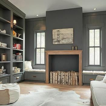 Grey Kitchens Ideas, Modern Farmhouse Living Room Ideas, Family Room Design Ideas, Dark Grey Living Room, Seating Room, Kendall Charcoal, Kitchens Ideas, Farmhouse Interior Design, Modern Farmhouse Living