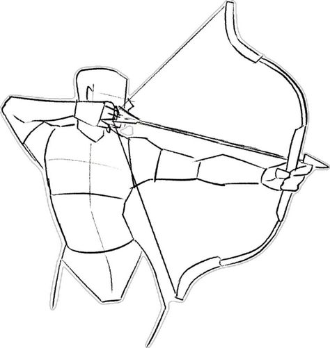 Archery Poses Reference Drawing, Archery Sketch Drawings, Archer Art Reference, Holding Bow Pose Reference, Falling From Sky Reference, Bow And Arrow Poses Reference Drawing, Shield Pose Reference Drawing, Archery Pose Reference Drawing, Couple Walking Drawing Reference