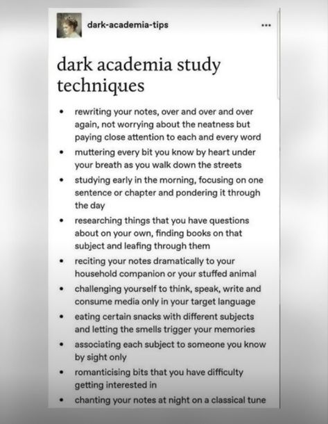 Dark Academia Schedule, Dark Academia Subjects, Dark Academia Tips, Dark Academia Study, Study Techniques, Dark Academia, Subjects, No Worries, Writing