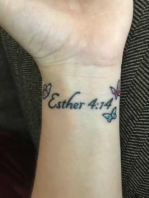 Ester 4:14 Tattoo, Esther Tattoo Bible, Esther 4:14 Tattoo, Esther 4:14, Esther Tattoo, Ester Tattoo, Faith Tattoos, Butterflies Tattoo, Biblical Tattoos