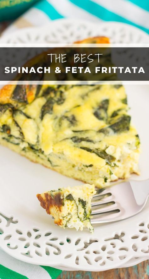 Spinach Feta Frittata Recipes, Spinach Feta Frittata, Fresh Spinach Recipes, Fritata Recipe, Spinach Frittata Recipes, Feta Frittata, White Recipes, Baked Frittata, Goat Cheese Frittata