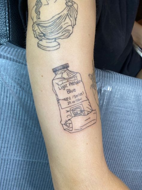 #fineline #finelineart #finelinetattoodesign #tattooideas #tattoosforwomen #artist #artistatwork #thinline #thinlinetattoo Napoleon Dynamite Tattoo, Paint Tube Tattoo, Tattoos For Artists, Tattoos 2023, Tattoo Tube, Canvas Tattoo, Inspo Tattoo, Paint Tube, Timeless Tattoo