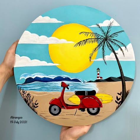 Mdf Board Art Paintings, Round Canvas Painting Ideas Wall Art, Acrylic Painting On Circle Canvas, Small Circle Canvas Paintings, Circle Acrylic Painting, Painting Ideas On Circle Canvas, Circle Canvas Painting Ideas, Circle Canvas Art, Circle Canvas Painting