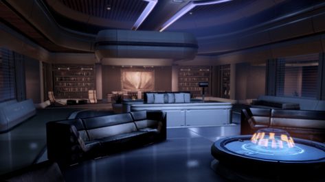 Sci Fi Bedroom Concept Art, Sci Fi Living Room, Sci Fi Apartment, Sci Fi Bedroom, Scifi Room, Cyberpunk Interior, Penthouse Living Room, Futuristic Interior Design, Scifi Interior